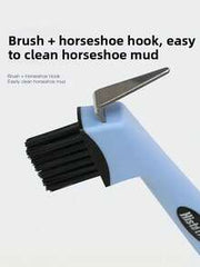 1pc Horseshoe Hook And Brush, Hoof Cleaning Tool, Riding Equipment, 2-In-1 Horse Hoof Scraper With Rubber Handle, Hanging Hole Design, Space-Saving And Easy To Use. Suitable For Cleaning Horse Hooves, Cow Hooves, Sheep Hooves, Outdoor Work Boots