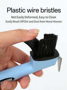 1pc Horseshoe Hook And Brush, Hoof Cleaning Tool, Riding Equipment, 2-In-1 Horse Hoof Scraper With Rubber Handle, Hanging Hole Design, Space-Saving And Easy To Use. Suitable For Cleaning Horse Hooves, Cow Hooves, Sheep Hooves, Outdoor Work Boots