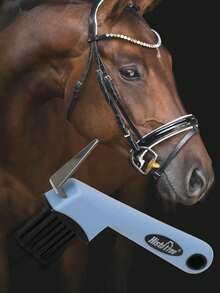 1pc Horseshoe Hook And Brush, Hoof Cleaning Tool, Riding Equipment, 2-In-1 Horse Hoof Scraper With Rubber Handle, Hanging Hole Design, Space-Saving And Easy To Use. Suitable For Cleaning Horse Hooves, Cow Hooves, Sheep Hooves, Outdoor Work Boots
