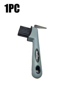1pc Horseshoe Hook And Brush, Hoof Cleaning Tool, Riding Equipment, 2-In-1 Horse Hoof Scraper With Rubber Handle, Hanging Hole Design, Space-Saving And Easy To Use. Suitable For Cleaning Horse Hooves, Cow Hooves, Sheep Hooves, Outdoor Work Boots