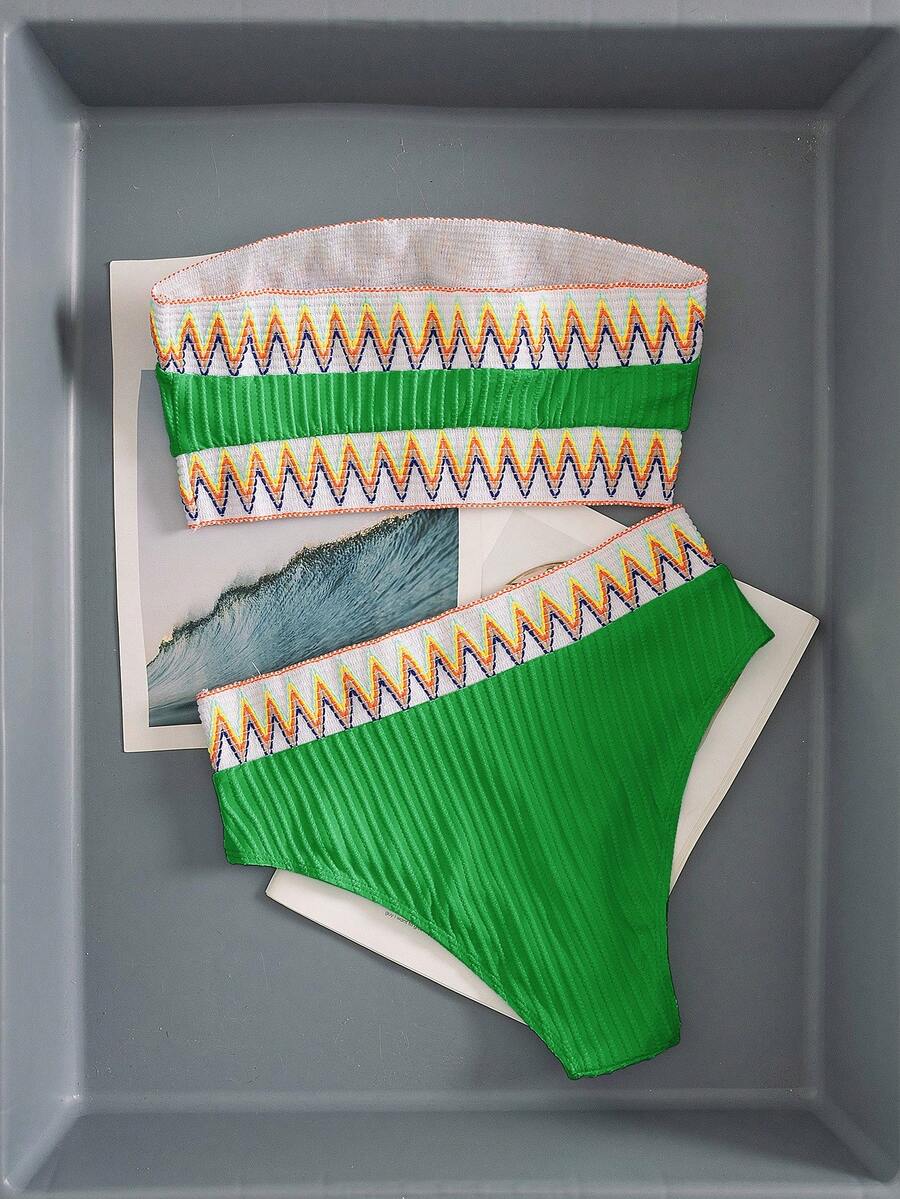 Ženski Patchwork Bandeau Bikini Set