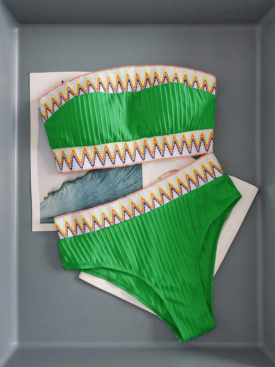 Ženski Patchwork Bandeau Bikini Set