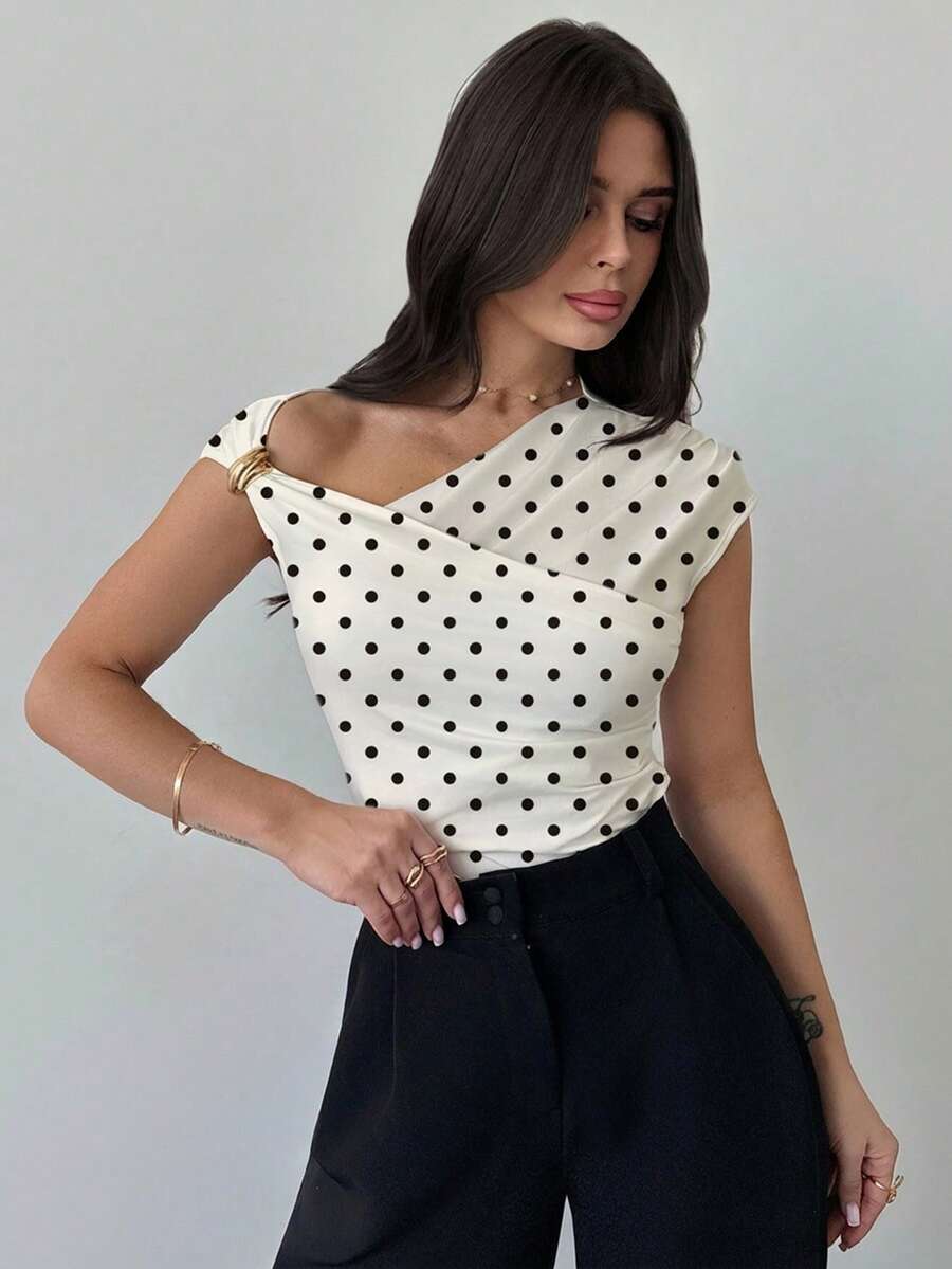 Asimetrična Uska Bela Majica, Elegantna