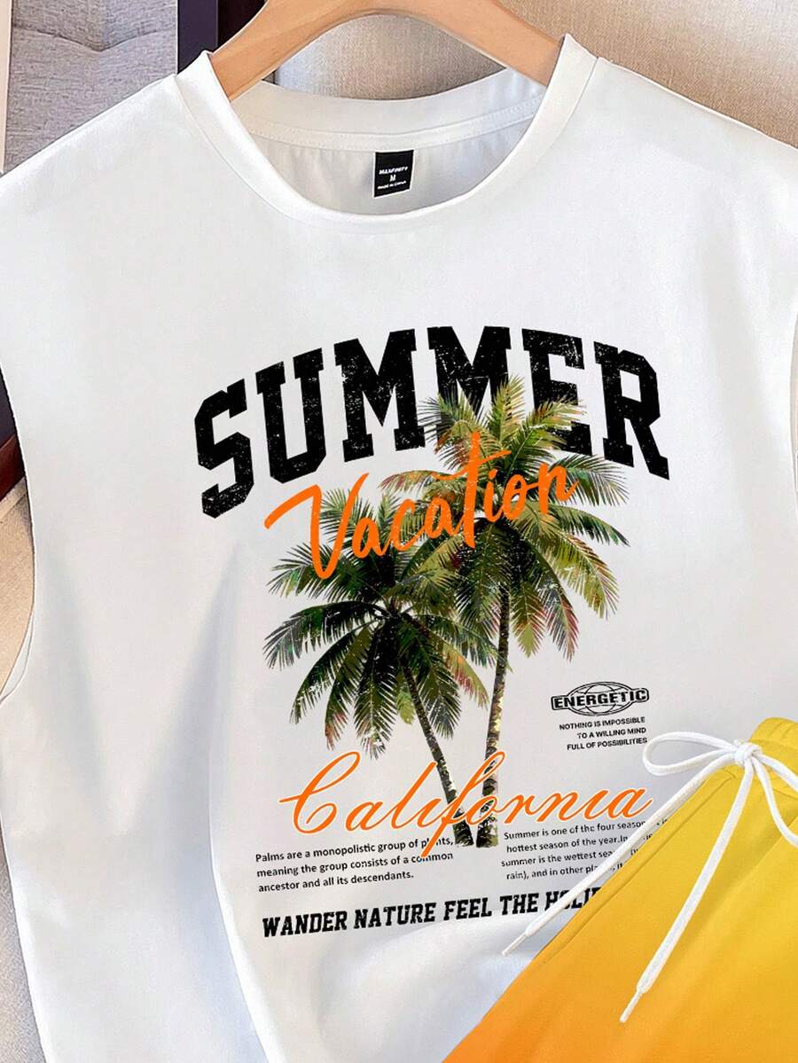 Muški set sa uskim majlicom  i šorts standardne veličine, letnji set za plažu