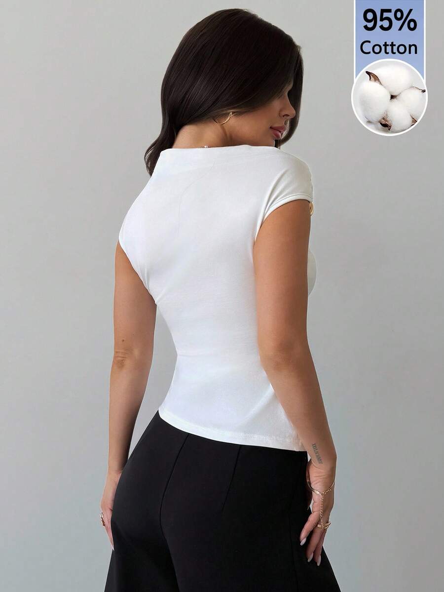 Asimetrična Uska Bela Majica, Elegantna