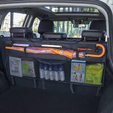 1pc Car Trunk Storage Mesh Bag, Organizer Compartment Holder For SUV, MPV, Rear Seat, For Umbrella, Racket