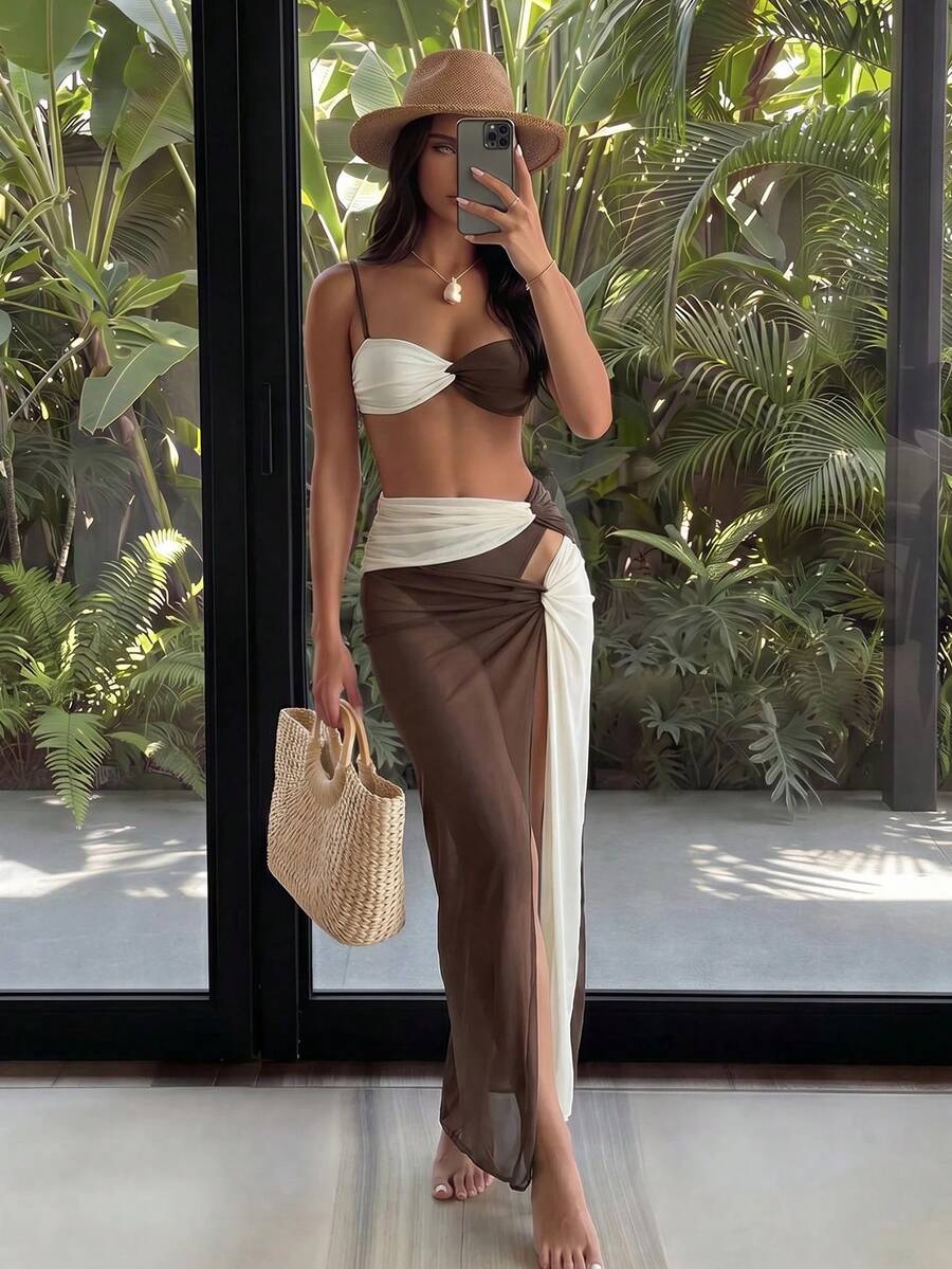 Oasis Ženski čokoladno smeđi twist bikini top