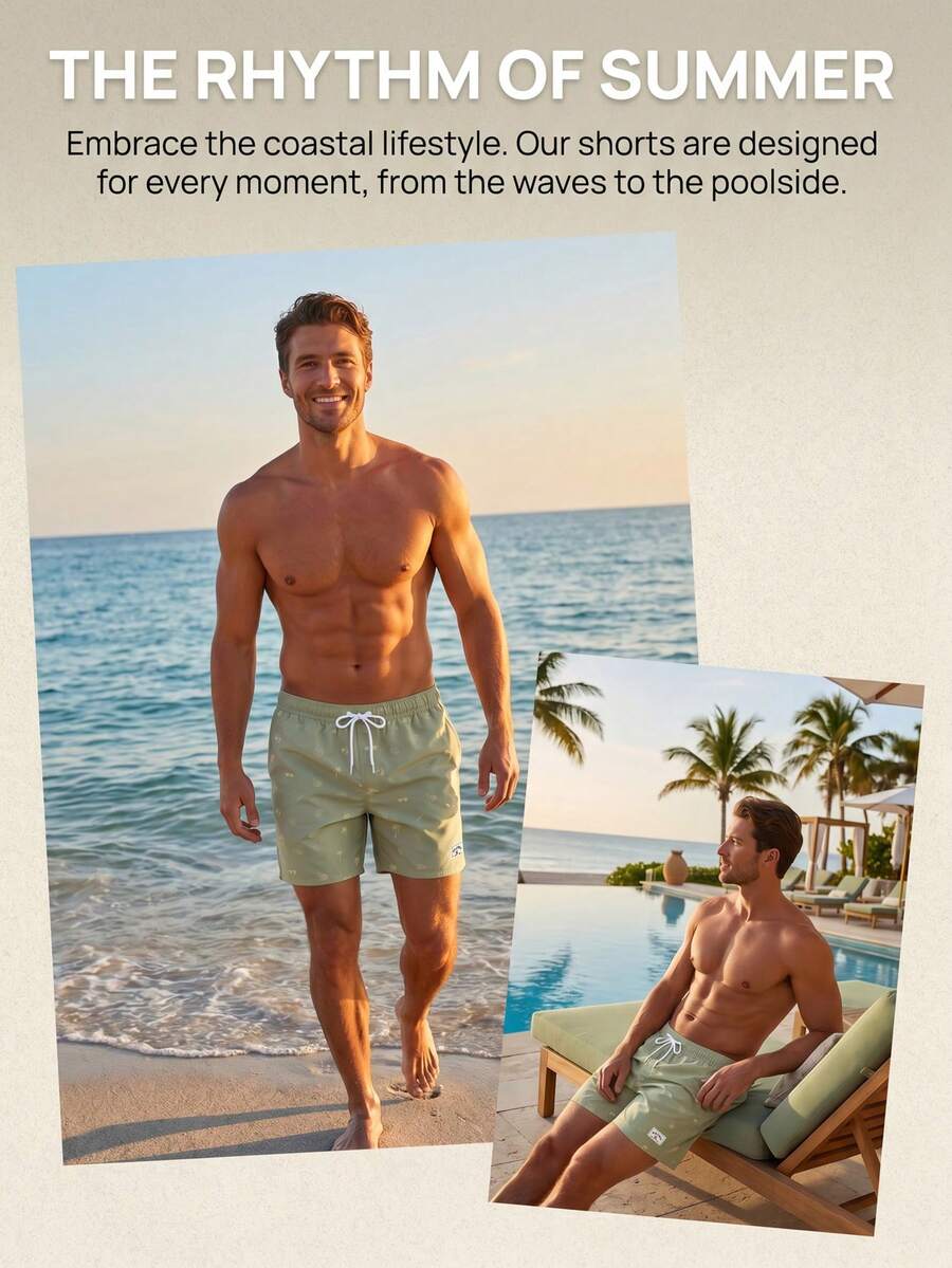 Muški šorts za plažu sa grafičkim printom palme