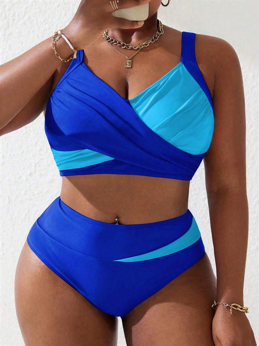 Ženski tankini set za plivanje plus size, 2 dela