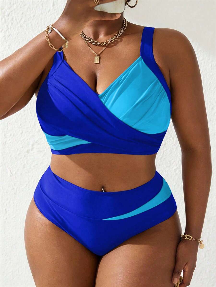 Ženski tankini set za plivanje plus size, 2 dela