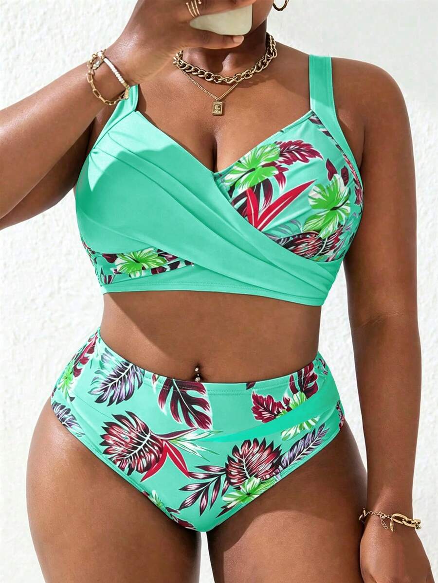 Ženski tankini set za plivanje plus size, 2 dela