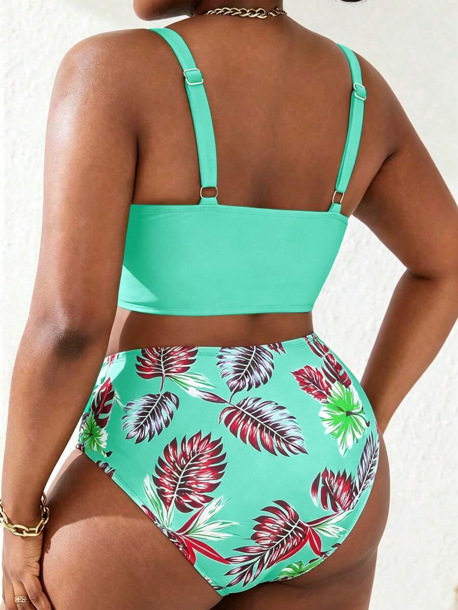 Ženski tankini set za plivanje plus size, 2 dela