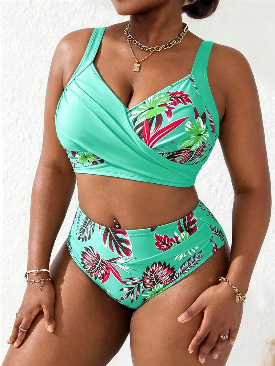 Ženski tankini set za plivanje plus size, 2 dela