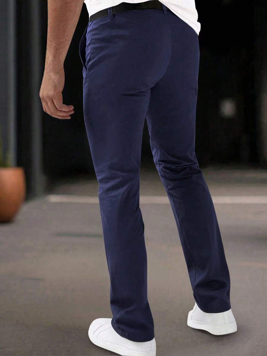 Muške ležerne pantalone za odelo jednobojne sa džepovima, formalne