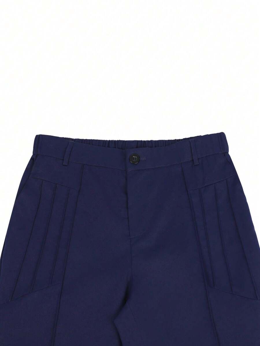 Muške ležerne pantalone za odelo jednobojne sa džepovima, formalne
