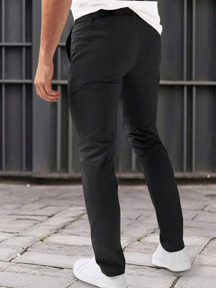 Muške formalne pantalone jednobojne sa kosim džepovima, bez kaiša