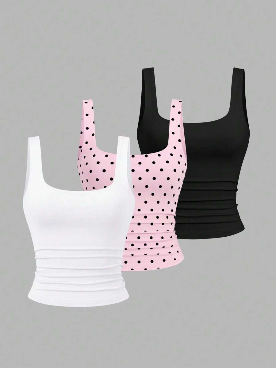 Sweetra Ženska Letnja Majica – Kvadratni Izrez, Nabran Slim Fit Casual Top
