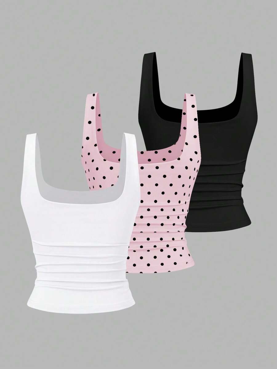 Sweetra Ženska Letnja Majica – Kvadratni Izrez, Nabran Slim Fit Casual Top