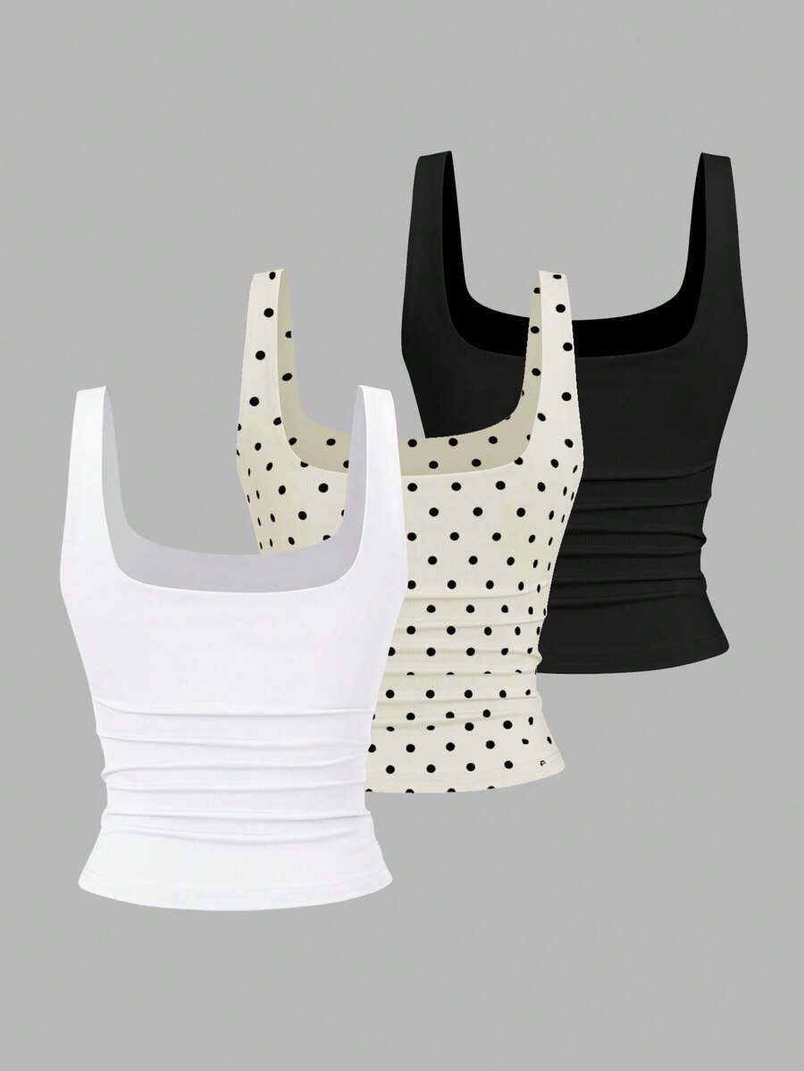 Sweetra Ženska Letnja Majica – Kvadratni Izrez, Nabran Slim Fit Casual Top