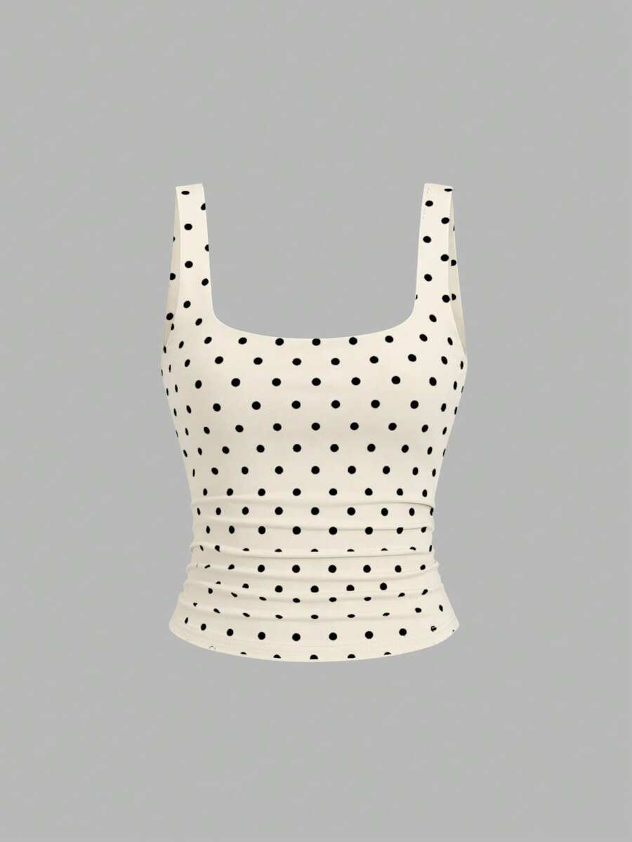 Sweetra Ženska Letnja Majica – Kvadratni Izrez, Nabran Slim Fit Casual Top