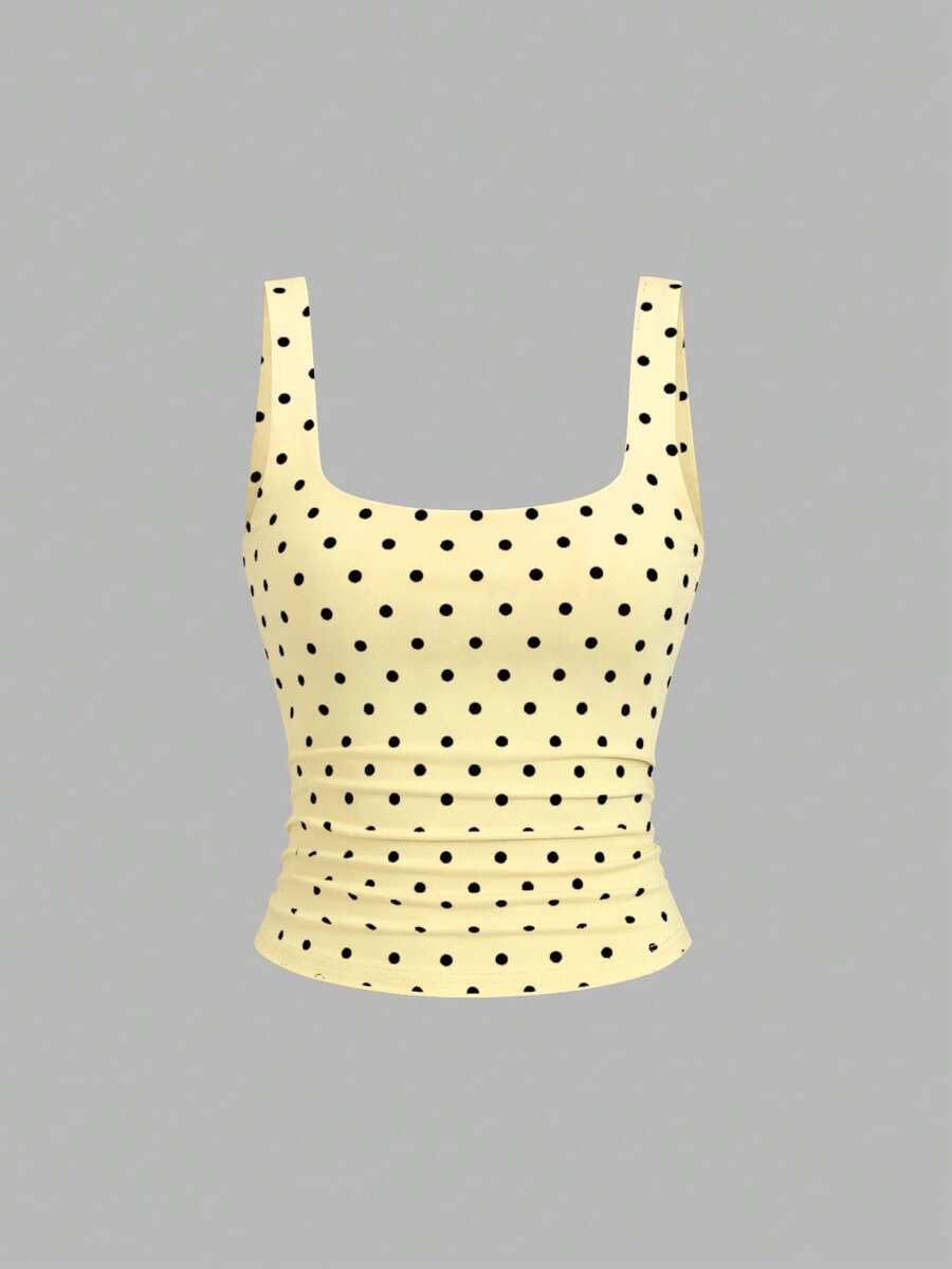 Sweetra Ženska Letnja Majica – Kvadratni Izrez, Nabran Slim Fit Casual Top