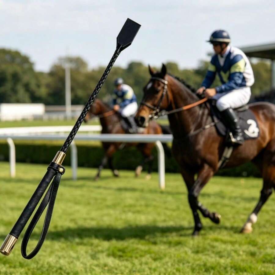 1pc PU Leather Riding Crop, Soft Riding Whip, Stage Prop With Non-Slip Braided Handle And Wrist Strap, Equestrian Training Tool