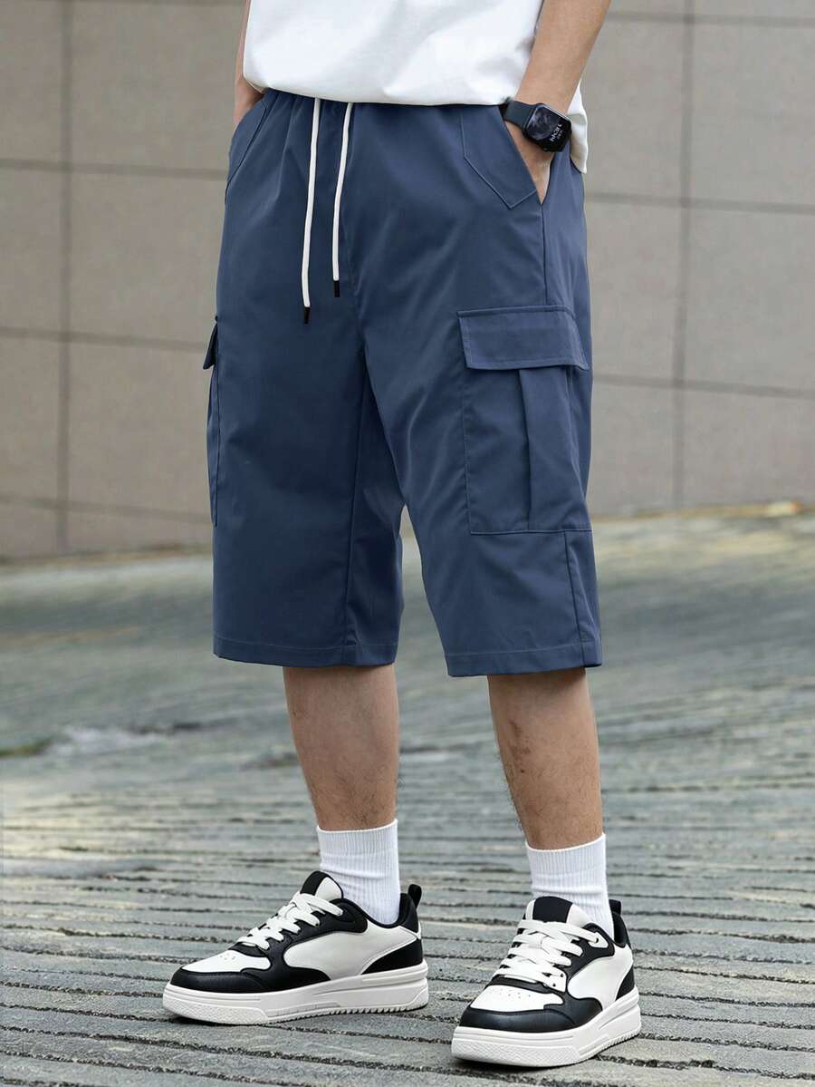 3 kom/set muške ležerne cargo pantalone jednobojne sa pertlom u struku