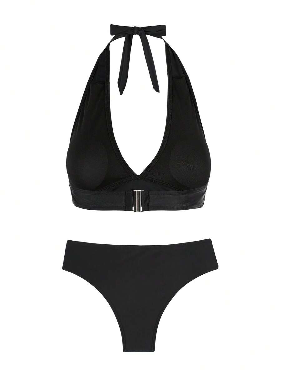 Crni bikini  dvodelni set, visokog struka