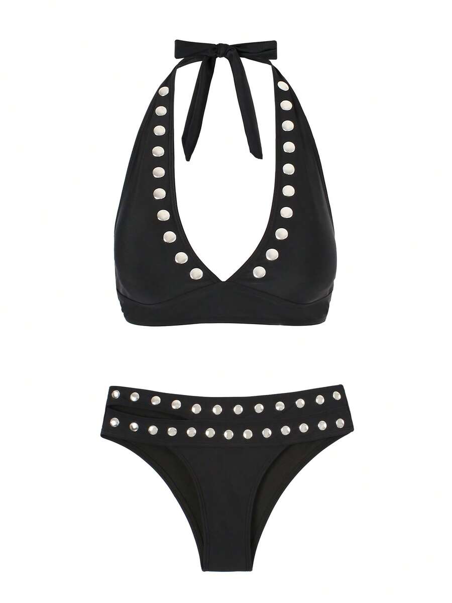 Crni bikini  dvodelni set, visokog struka