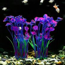 2Pcs Fish Tank Decorations Plastic Plants Large,Aquarium Artificial Plants Decoration Ornament For All Fish-16 Inch