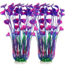 2Pcs Fish Tank Decorations Plastic Plants Large,Aquarium Artificial Plants Decoration Ornament For All Fish-16 Inch