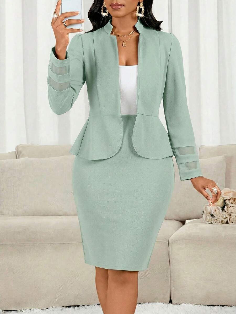 Lady 2 kom/set ženski elegantni crni poslovno-ležerni komplet sa suknjom