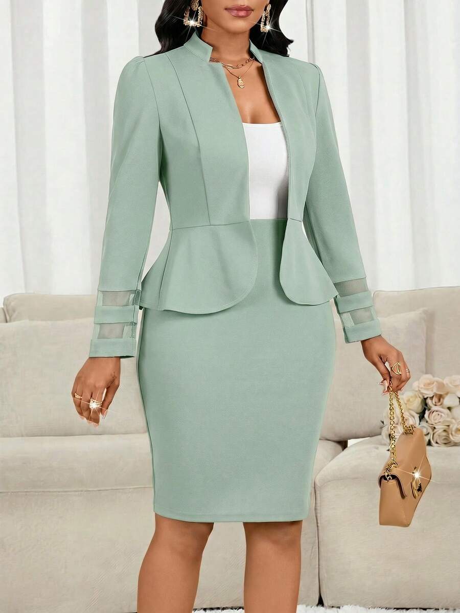 Modni set sa sako i suknjom sa leopard printom
