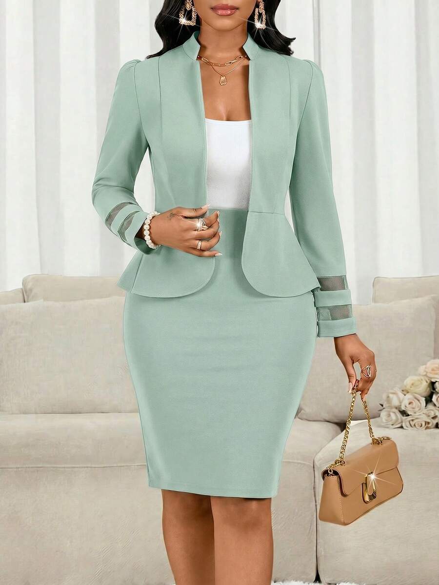 Lady 2 kom/set ženski elegantni crni poslovno-ležerni komplet sa suknjom