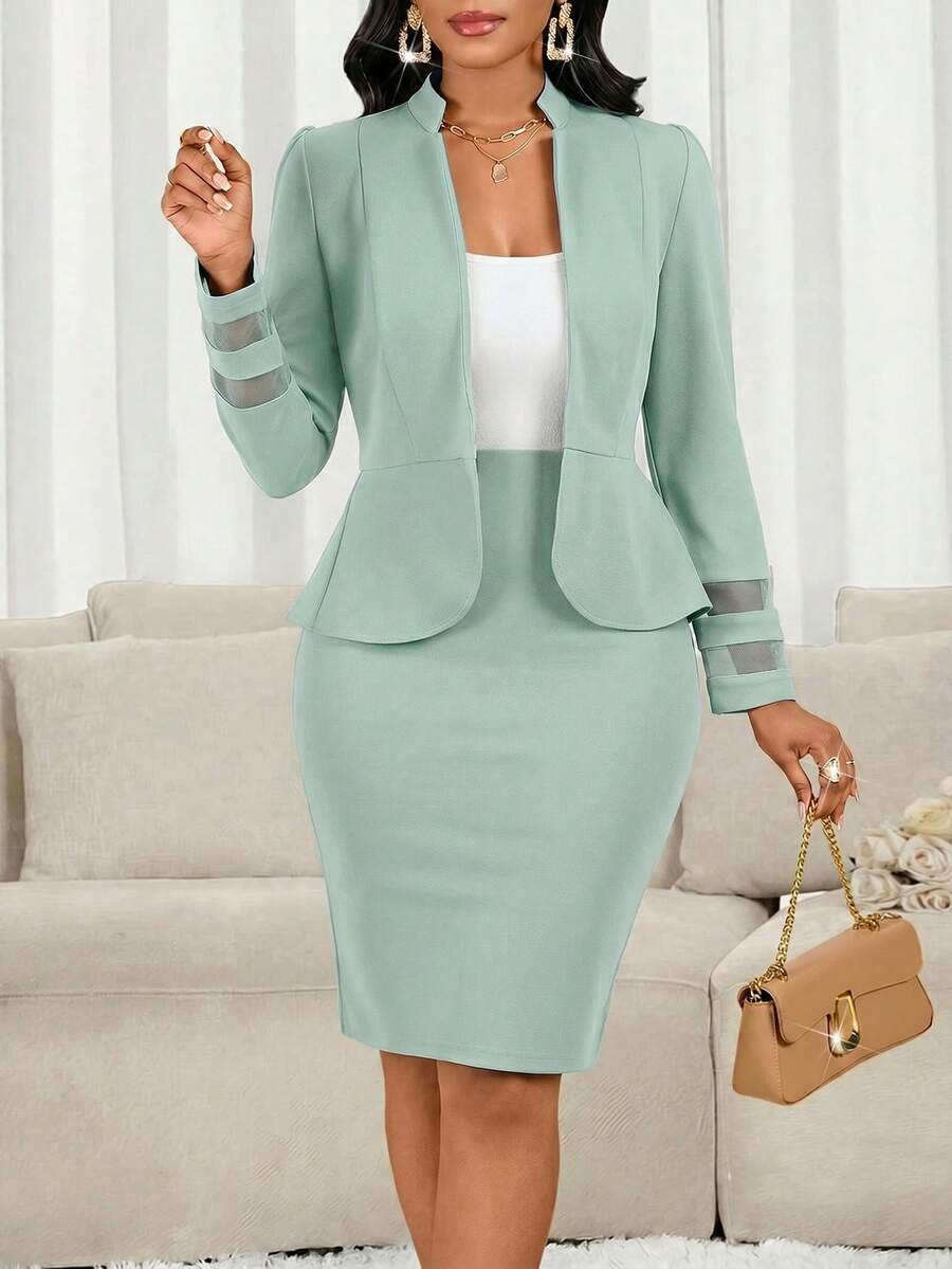 Lady 2 kom/set ženski elegantni crni poslovno-ležerni komplet sa suknjom