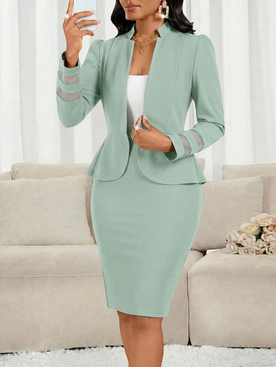 Lady 2 kom/set ženski elegantni crni poslovno-ležerni komplet sa suknjom