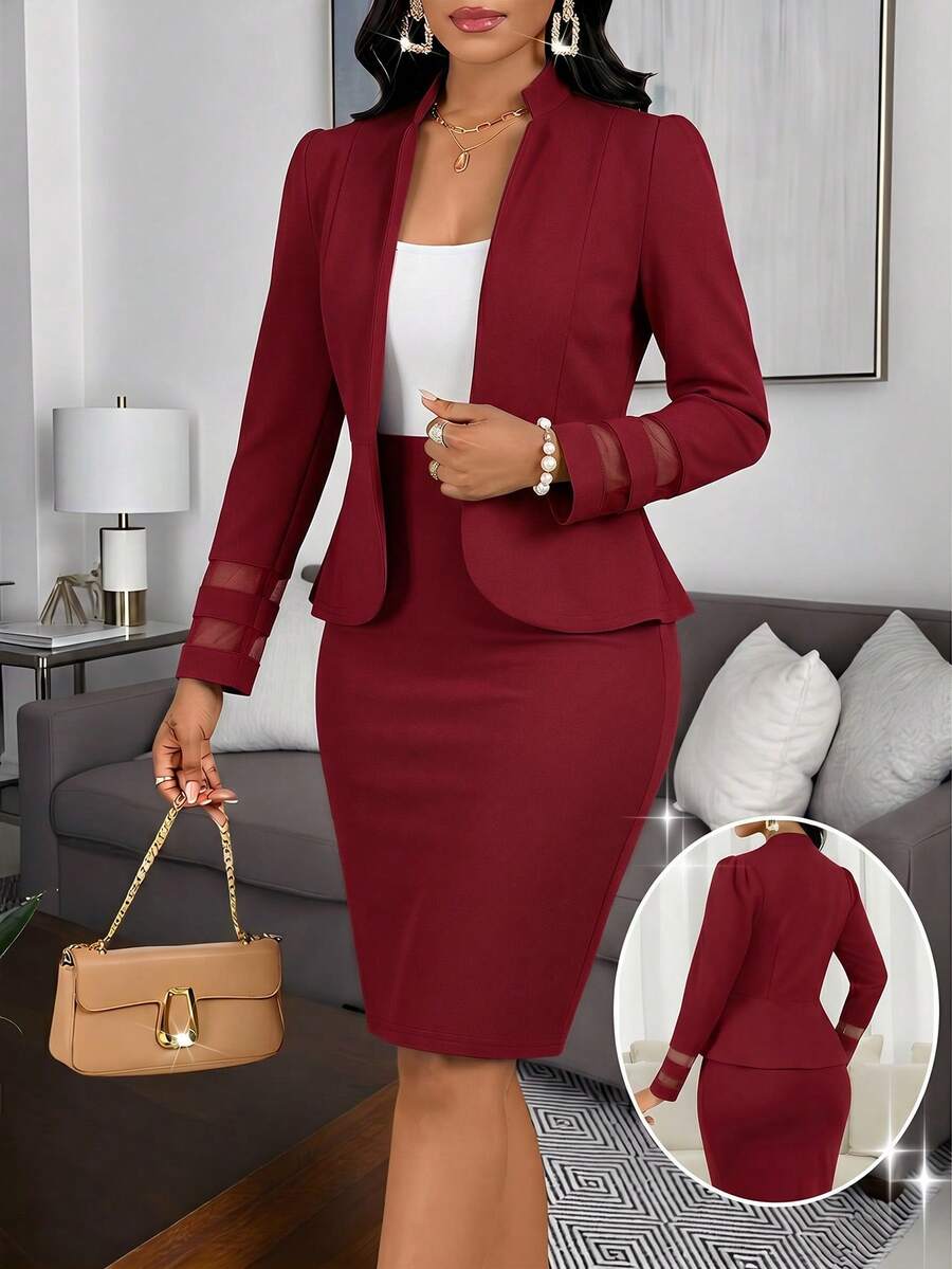 Lady 2 kom/set ženski elegantni crni poslovno-ležerni komplet sa suknjom