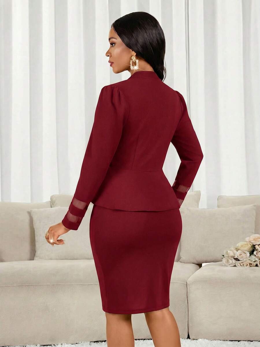 Lady 2 kom/set ženski elegantni crni poslovno-ležerni komplet sa suknjom