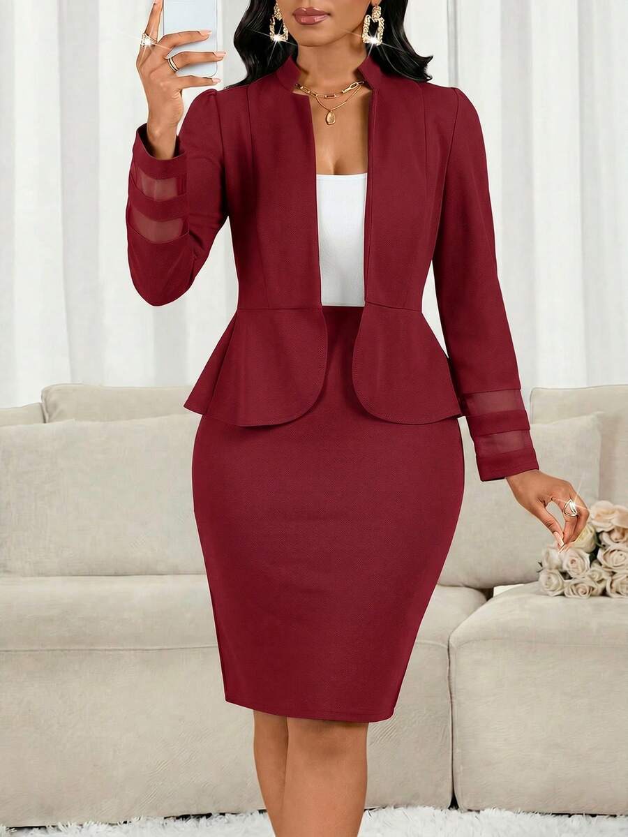Lady 2 kom/set ženski elegantni crni poslovno-ležerni komplet sa suknjom