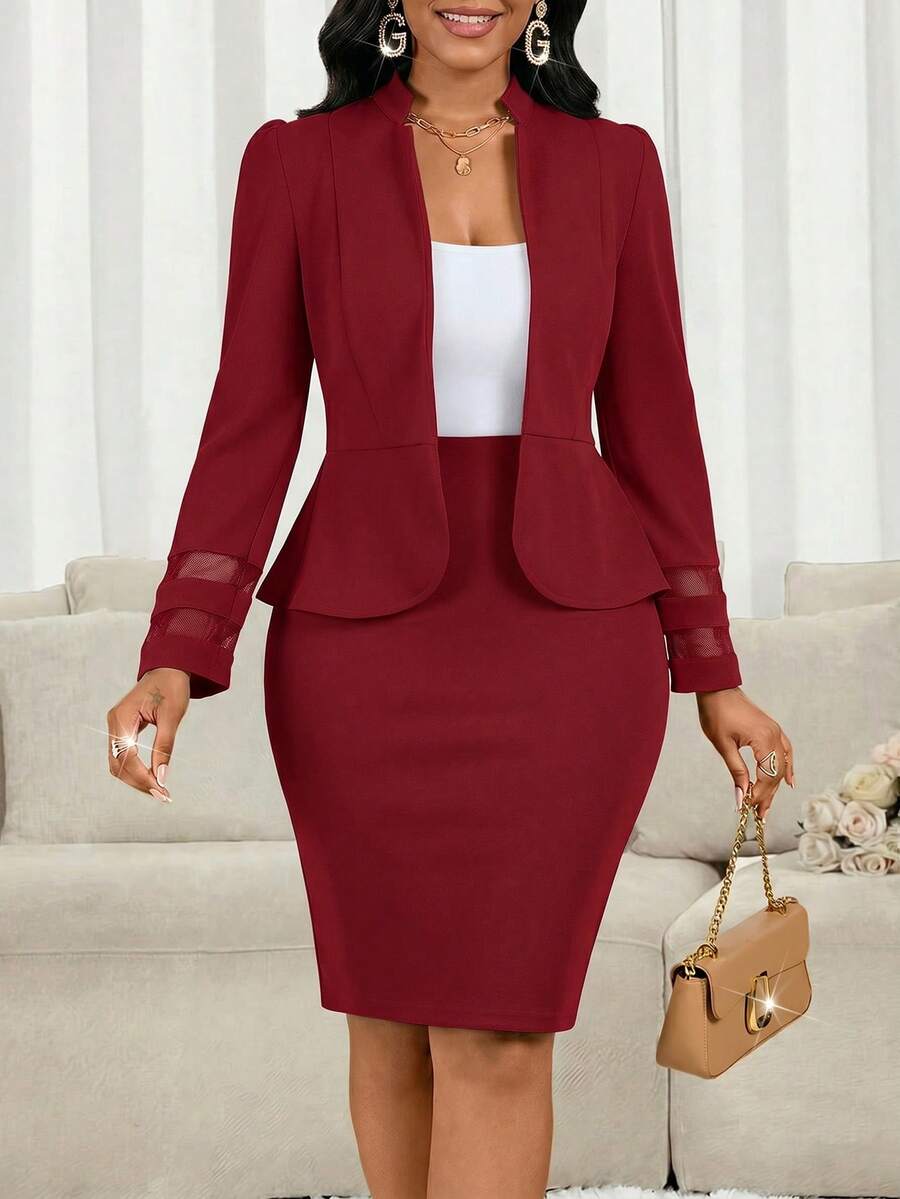 Lady 2 kom/set ženski elegantni crni poslovno-ležerni komplet sa suknjom