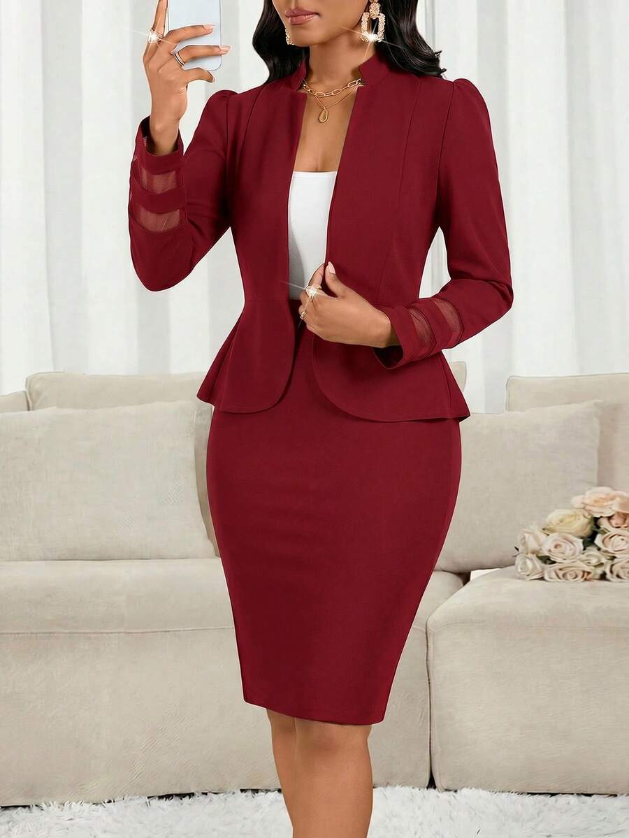 Lady 2 kom/set ženski elegantni crni poslovno-ležerni komplet sa suknjom