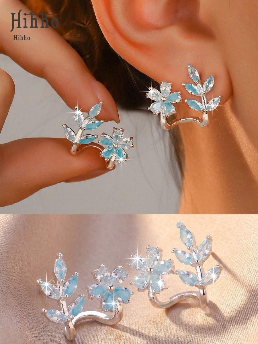 Set glamurozne viseće minđuše sa cvetnim dekorom i detaljima od bakra i kubnog cirkona za žene, za sastanke, poklon za Valentinovo, mamu, majku, Majčin dan