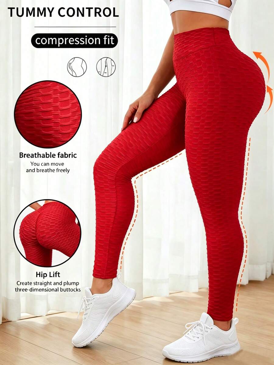 Ženske joga pantalone sa saćastim džepovima, bešavne, jednobojne, sa visokim strukom