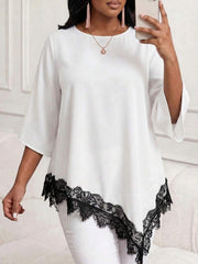Elegantna bluza za žene plus size sa cvetnim vezom