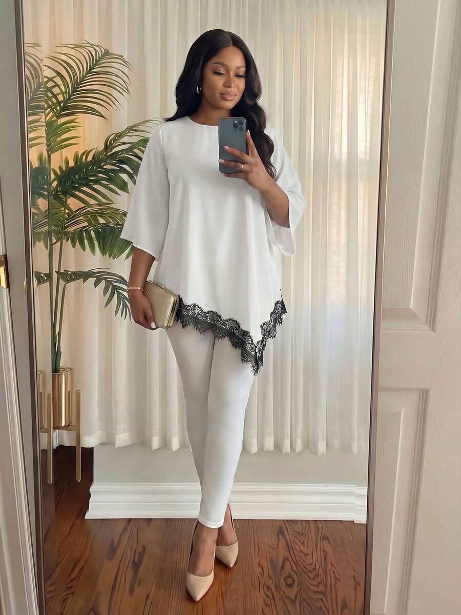 Elegantna bluza za žene plus size sa cvetnim vezom