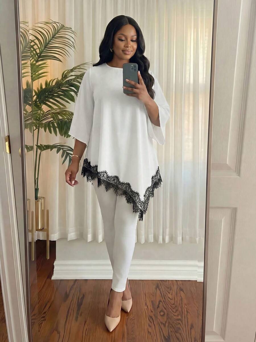 Elegantna bluza za žene plus size sa cvetnim vezom