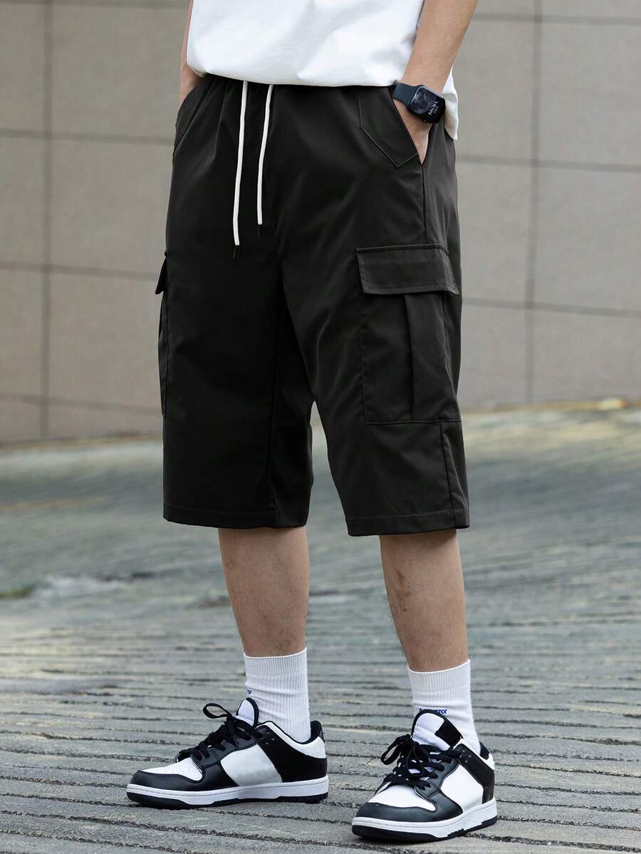 3 kom/set muške ležerne cargo pantalone jednobojne sa pertlom u struku