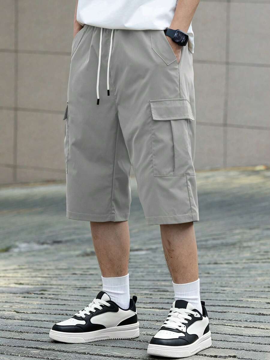 3 kom/set muške ležerne cargo pantalone jednobojne sa pertlom u struku
