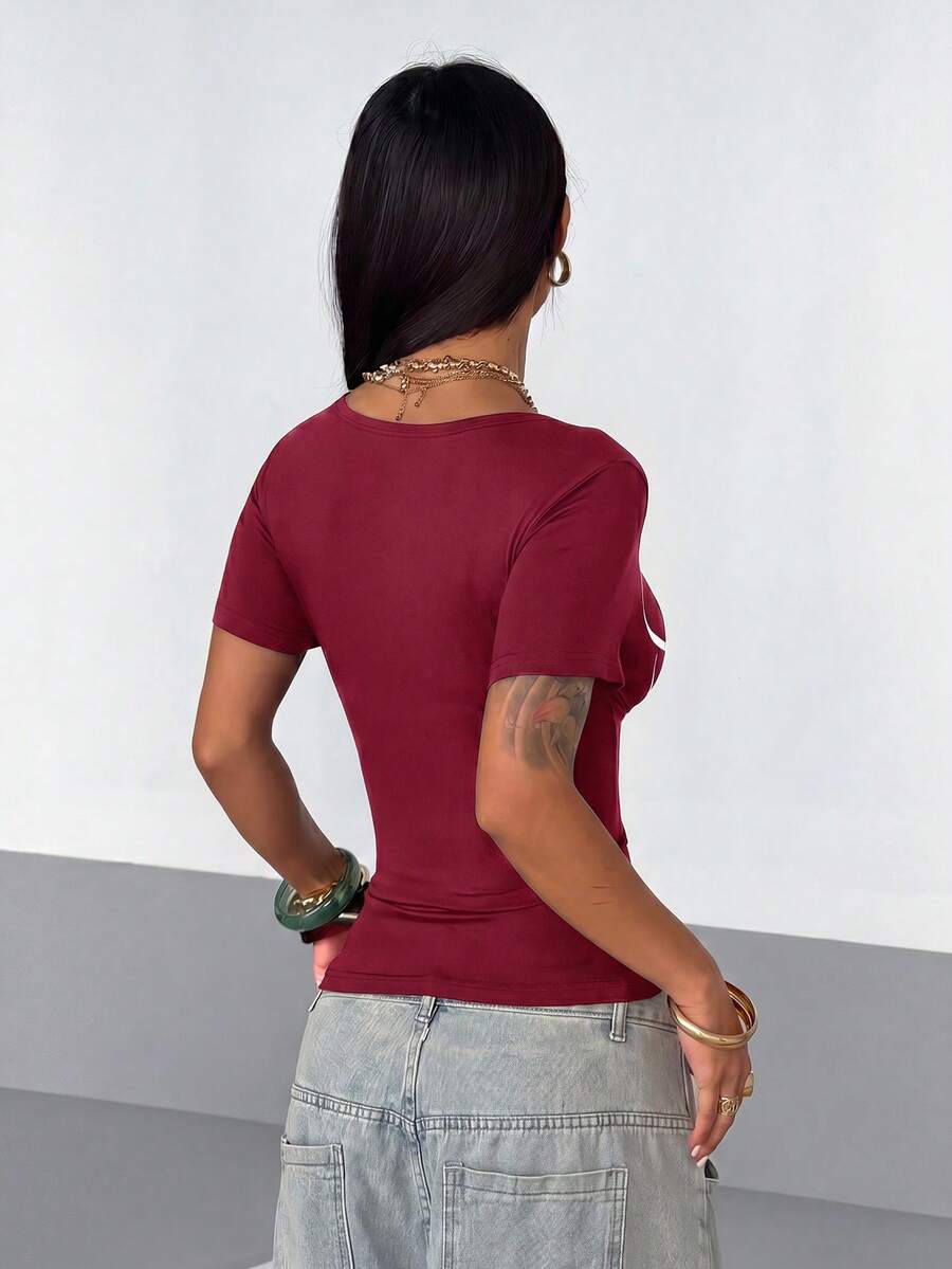 StreetHx Ženski Henley Crop Top