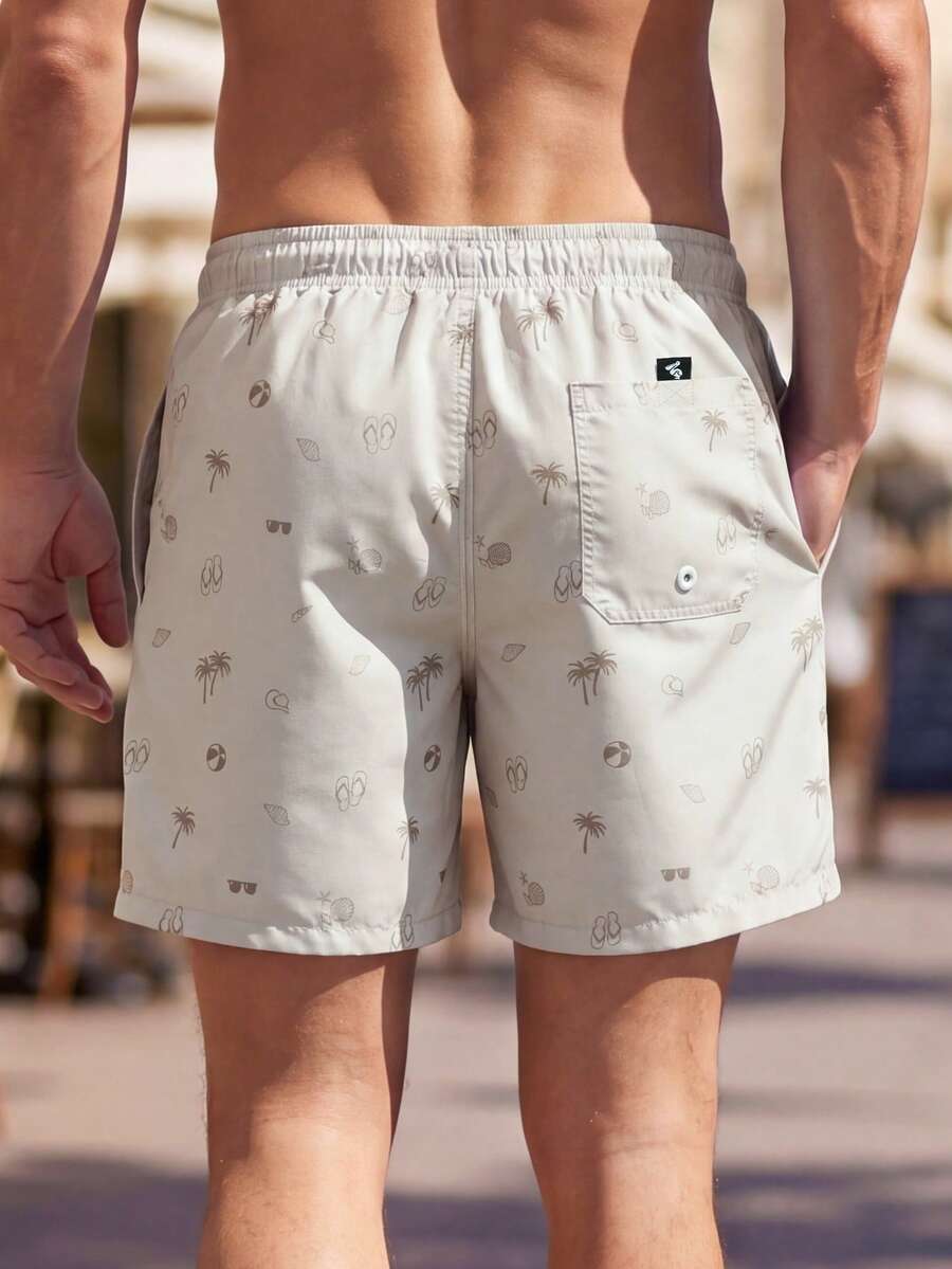 Muški šorts za plažu sa grafičkim printom palme